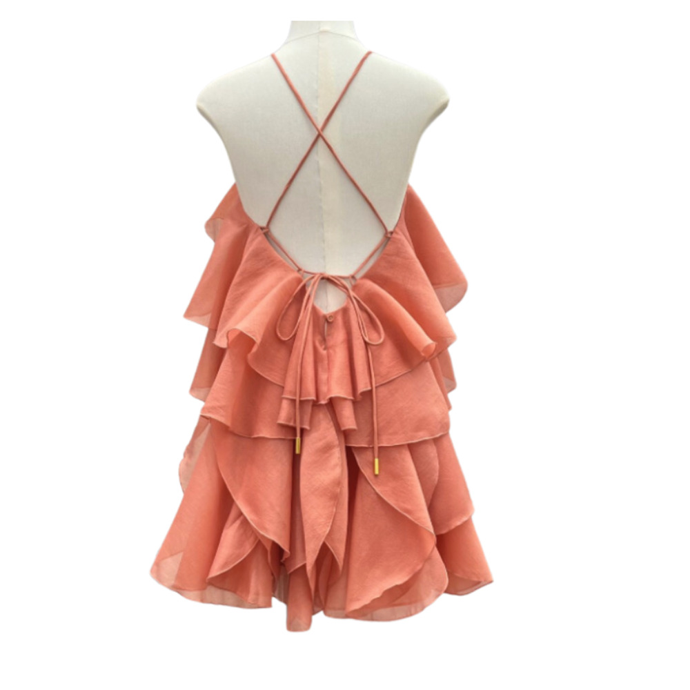 Aje Pandorea Layered Mini Dress Washed Coral Size US 6 - Picture 9 of 13